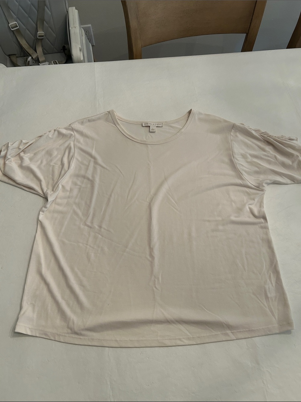 Chelsea & Violet Relaxed Crew Neck Short Sleeve Tee in Cream